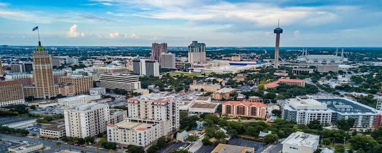 Dramatic view of downtown San Antonio, Texas